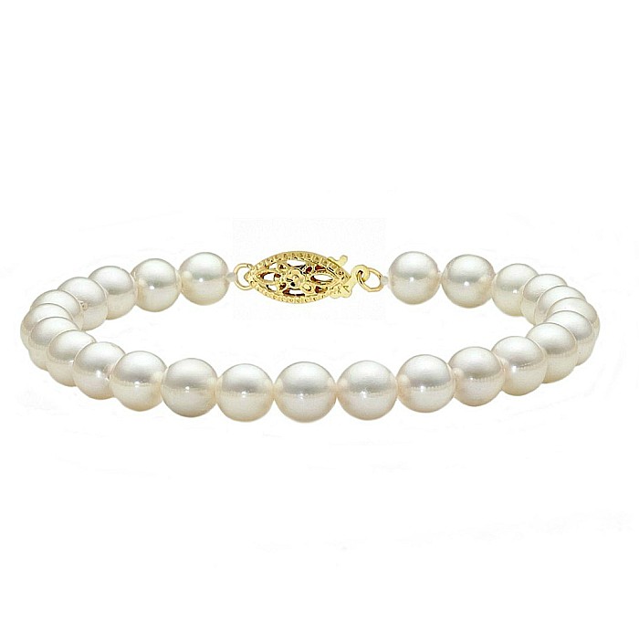 Set Perle Akoya Japoneze 5,5–6 mm – Colier, Brățară și Cercei cu Închizători Filigranate, Aur Galben 14K | KASKADDA® [3]