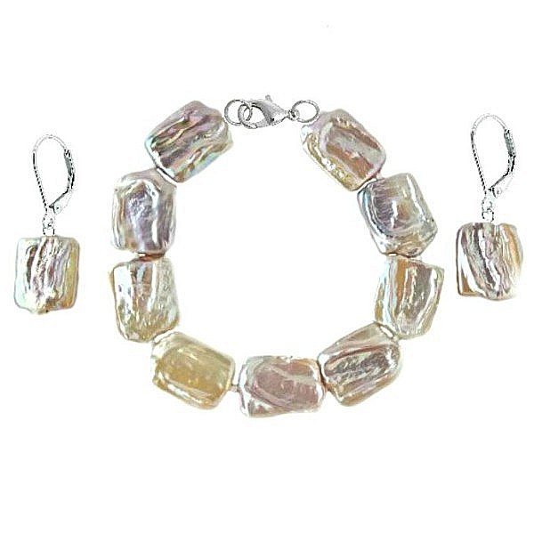 Set Perle Baroque Multicolore – Brățară și Cercei, Argint 925 | KASKADDA® [1]