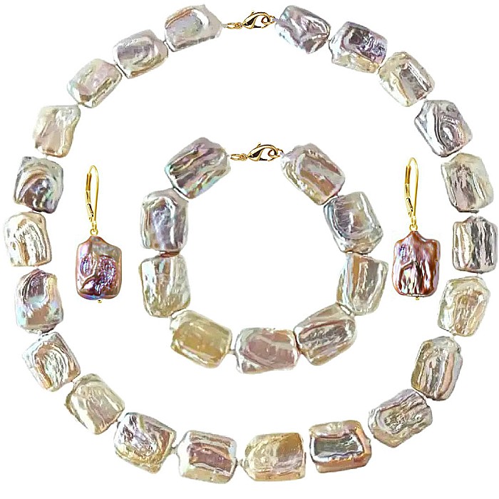 Set Perle Baroque Multicolore – Colier, Brățară și Cercei, Aur Galben 14K | KASKADDA® [2]