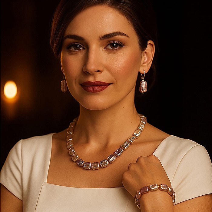 Set Perle Baroque Multicolore – Colier, Brățară și Cercei, Aur Galben 14K | KASKADDA® [5]