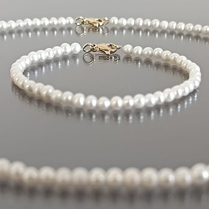 Set Perle AAA – Colier și Brățară cu Aur 14K, Perle Naturale Rare 3-4 mm| KASKADDA® [2]