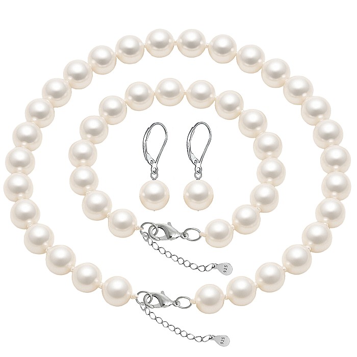 Set Perle Mari – Colier, Brățară și Cercei Business, Argint 925, Perle Naturale Albe Premium 8,5–9,5 mm | KASKADDA® [2]