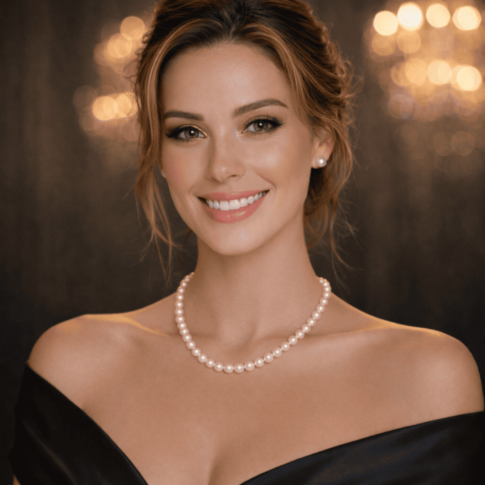 Set Perle Naturale Albe, 6-7 mm - Colier și Cercei, Aur Galben 14K | KASKADDA® [2]
