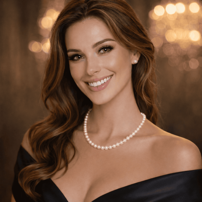 Set Perle Naturale Albe, 6-7 mm - Colier și Cercei, Aur Galben 14K | KASKADDA® [3]