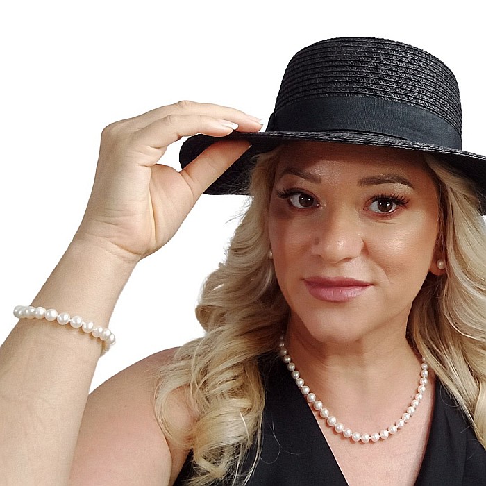 Set Perle – Colier, Brățară și Cercei Tip Șurub cu Perle Naturale Albe 7–8 mm, Argint 925 | KASKADDA® [5]