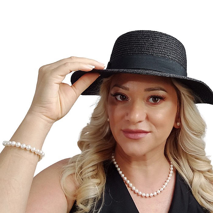 Set Perle – Colier, Brățară și Cercei Tip Șurub cu Perle Naturale Albe 7–8 mm, Argint 925 | KASKADDA® [8]