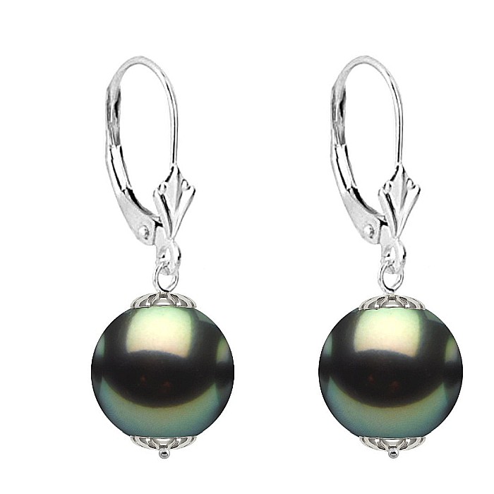 Set Perle Tahitiene – Colier cu Pandantiv și Cercei, Aur Alb 14K, Perle Rotunde 8-9 mm, Calitate AAA | KASKADDA® [4]