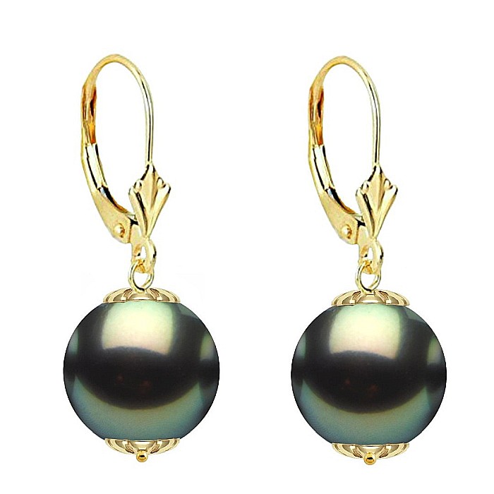 Set Perle Tahitiene – Colier cu Pandantiv și Cercei, Aur Galben 14K, Perle Rotunde 9-10 mm, Calitate AAA | KASKADDA® [4]