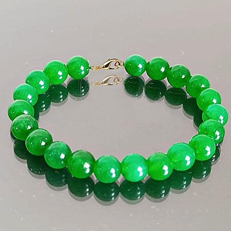 Bijuterii Jad - Bratara Aur Galben si Jad Natural Malaesian de 8 mm | KASKADDA®