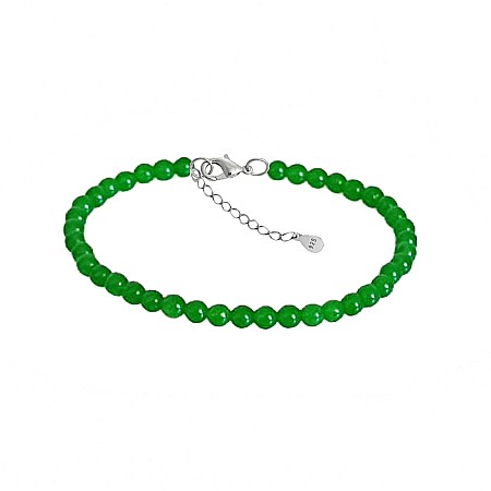 Bijuterii Jad - Bratara Jad Verde Malaesian de 4 mm cu Inchizatoare de Argint