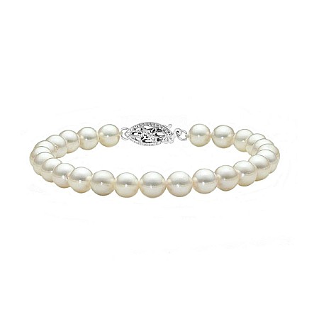 Perle Rare - Brățară Perle Japoneze Akoya 5,5–6 mm cu Închizătoare din Aur Alb 14K | KASKADDA®