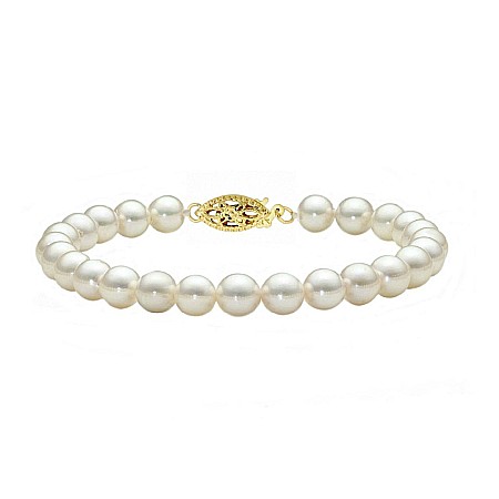 Brățări cu Perle - Brățară Perle Japoneze Akoya 7–7,5 mm cu Închizătoare Aur Galben 14K | KASKADDA®