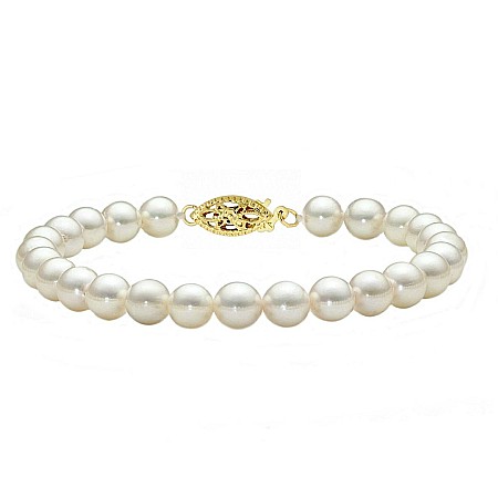Brățări cu Perle - Brățară Perle Naturale Akoya Japoneze 7,5-8 mm cu Închizătoare Aur Galben 14K | KASKADDA®