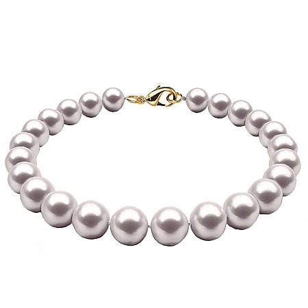 Brățări cu Perle - Brățară Perle Naturale Albe Premium, de 8–9 mm cu Închizătoare din Aur Galben 14K