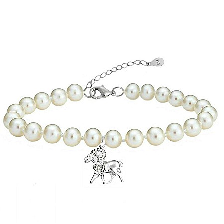 Brățări cu Perle - Brățară cu Perle Naturale Zodiac Berbec, de 6 mm si Argint