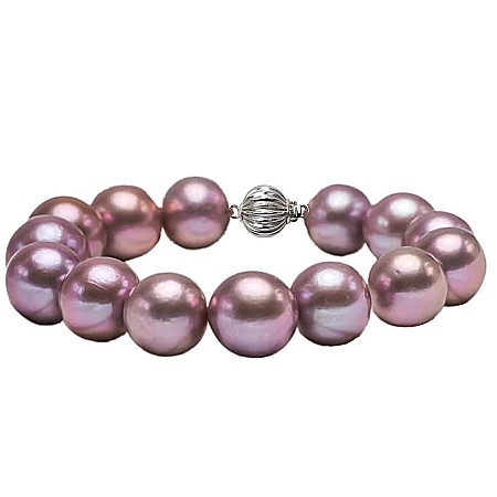 Brățări cu Perle - Brățară Perle Naturale Edison Lavandă 10–12 mm cu Închizătoare Aur Alb 14K