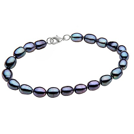 Brățări cu Perle - Brățară Perle Naturale Ovale Negre cu Închizătoare din Argint 925 | KASKADDA®