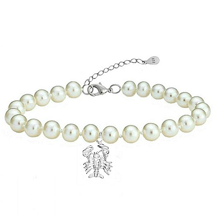 Brățări cu Perle - Brățară cu Perle Naturale Zodiac Rac, din Perle de 6 mm cu Argint 925