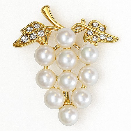 Brose cu Perle - Broșa Golden Grape cu Perle Naturale