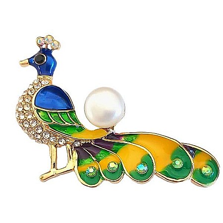 Brose cu Perle - Brosa/Pandantiv Paun