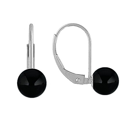 Onix - Cercei Argint Clasici si Pietre Semipretioase Naturale de Onix de 8 mm