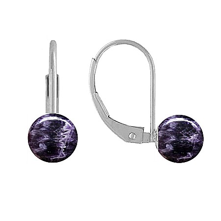 Bijuterii cu Ametist - Cercei Argint Clasici si Pietre Semipretioase Naturale de Ametist de 8 mm