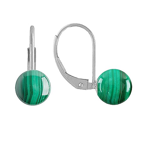 Malachit - Cercei Argint Clasici si Pietre Semipretioase Naturale de Malachit de 10 mm
