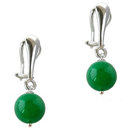 Bijuterii Jad - Cercei Argint Clips cu Jad Natural Malesian de 10 mm