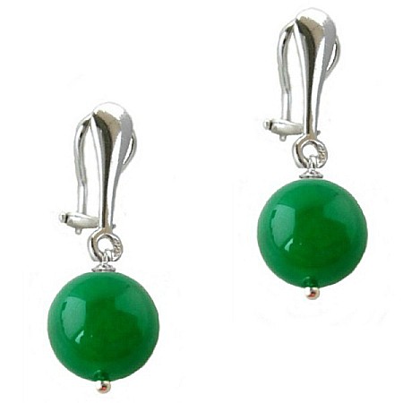 Bijuterii Jad - Cercei Argint Clips cu Jad Natural Malesian de 12 mm