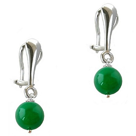 Bijuterii Jad - Cercei Argint Clips cu Jad Natural Malesian de 8 mm