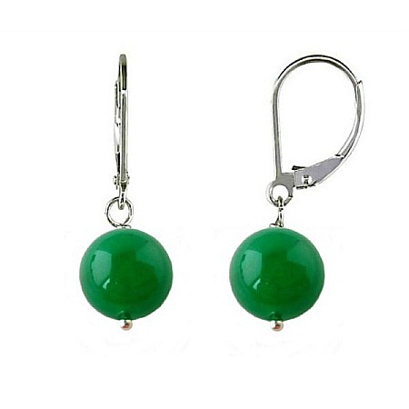 Bijuterii Jad - Cercei Argint cu Tortita Inchisa si Jad Natural Malaesian de 8 mm