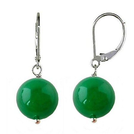 Bijuterii Jad - Cercei Argint cu Tortita Inchisa si Jad Natural Malaesian de 10 mm