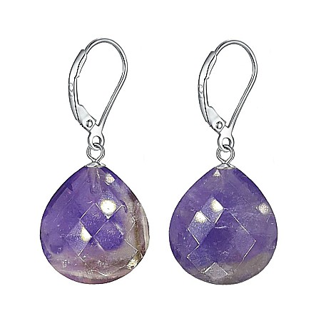 Bijuterii cu Ametist - Cercei Argint cu Tortita Inchisa si Pietre Semipretioase Naturale de Ametist Fatetat