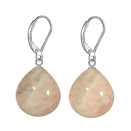 Cuart - Cercei Argint cu Tortita Inchisa si Pietre Semipretioase Naturale de Cuart Roz Fatetat