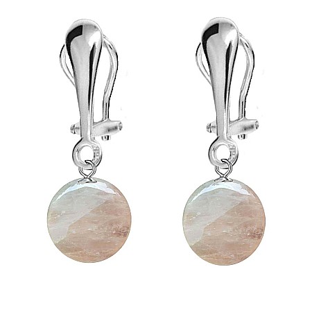 Cuart - Cercei Argint, Tip Clipsuri, cu Pietre Semipretioase Naturale de Cuart Roz de 10 mm