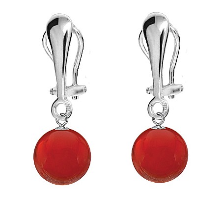 Carneol - Cercei Argint, Tip Clipsuri, cu Pietre Semipretioase Naturale de Carneol de 10 mm
