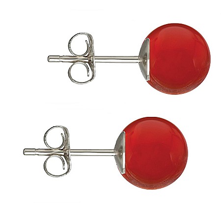 Cadouri cu Perle Naturale - Cercei Argint, Tip Surub, cu Pietre Semipretioase Naturale de Carneol de 10 mm
