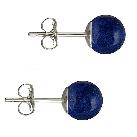Cadouri cu Perle Naturale - Cercei Argint, Tip Surub, cu Pietre Semipretioase Naturale de Lapis Lazuli de 8 mm