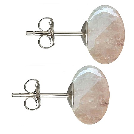 Cadouri cu Perle Naturale - Cercei Argint, Tip Surub, cu Pietre Semipretioase Naturale de Cuart Roz de 12 mm