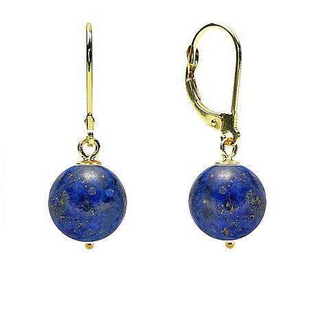 Cadouri cu Perle Naturale - Cercei Aur 14 karate si Lapis Lazuli de 8 mm