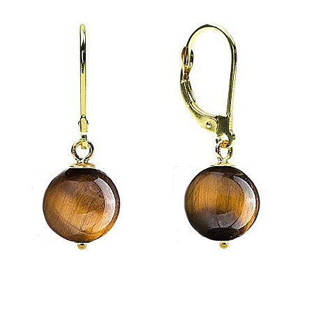 Cadouri cu Perle Naturale - Cercei Aur 14 karate si Ochi de Tigru de 8 mm