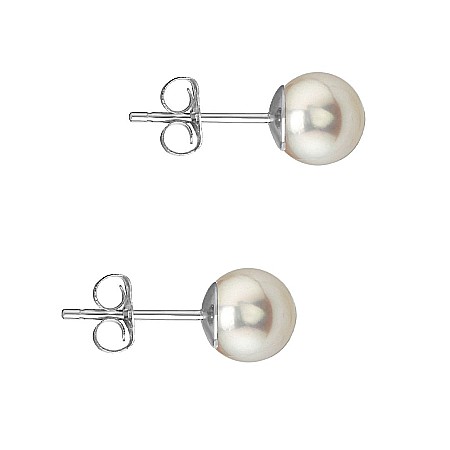 Cercei Aur cu Perle - Cercei Perle Akoya Japoneze 5,5–6 mm, Aur Alb 14K, Tip Șurub – Calitate AAAA  | KASKADDA®
