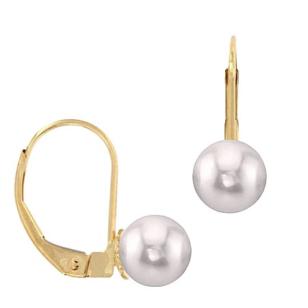 Cercei Aur cu Perle - Cercei Perle Akoya Japoneze 5–6 mm, Aur Galben 14K, Tortiță Închisă – Calitate AAAA   | KASKADDA®