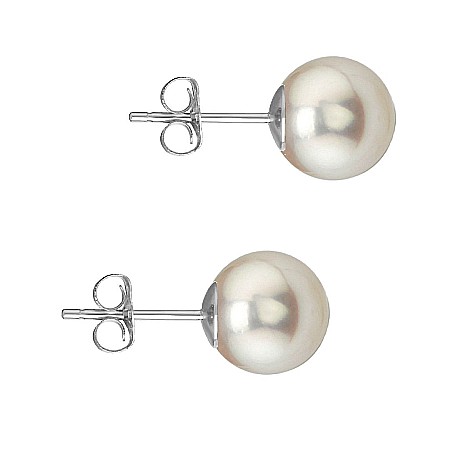 Cercei Aur cu Perle - Cercei Perle Akoya Japoneze 7,5–8 mm, Aur Alb 14K, Tip Șurub – Calitate AAAA   | KASKADDA®