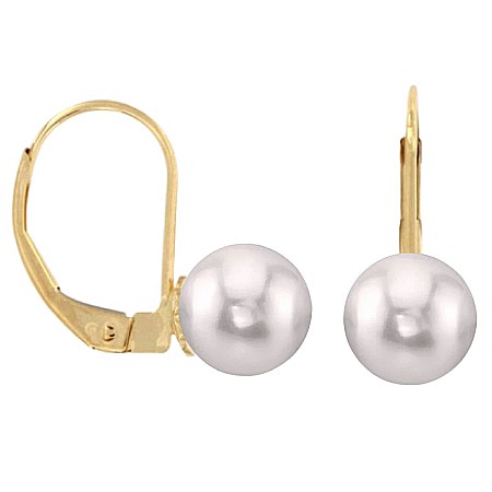 Cercei Aur cu Perle - Cercei Perle Akoya Japoneze 7–8 mm, Aur Galben 14K, Tortiță Închisă – Calitate AAAA  | KASKADDA®