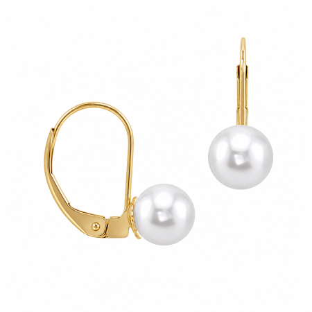 Perle Rare Japoneze Akoya - Cercei Perle Akoya Japoneze 5-6 mm, Aur Galben 14K, Tortiță Închisă - Calitate AAAA | KASKADDA®