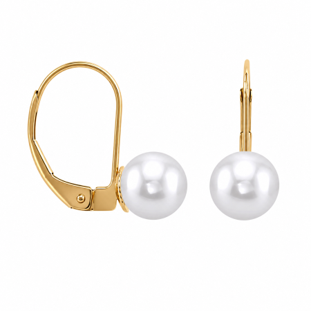 Perle Rare Japoneze Akoya - Cercei Perle Akoya Japoneze 7-8 mm, Aur Galben 14K, Tortiță Închisă - Calitate AAAA | KASKADDA®