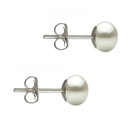 Cercei cu Perle - Cercei Perle Albe 5–6 mm, Tip Șurub, Argint 925 | KASKADDA®