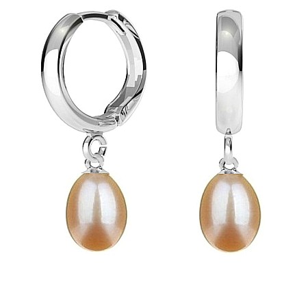 Cercei cu Perle - Cercei Perle Crem Teardrop, Tip Creole, Argint 925 | KASKADDA®