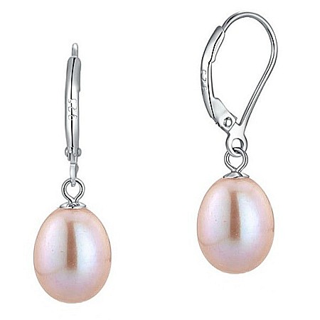 Bijuterii cu Perle Naturale - Cercei Perle Lavandă Naturale 8/5 mm, Formă Lacrimă, Tortiță Închisă, Argint 925 | KASKADDA®